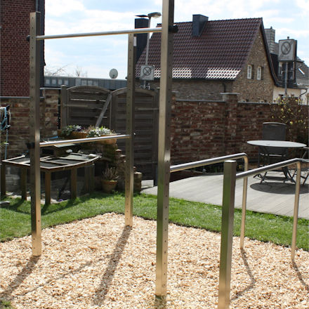 For Fitness-fanatics: Dip bar station with stainless steel pull-up bar for installation in the garden