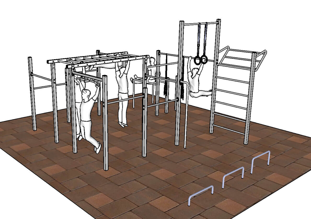 Fitness station for the entire family to use in the garden