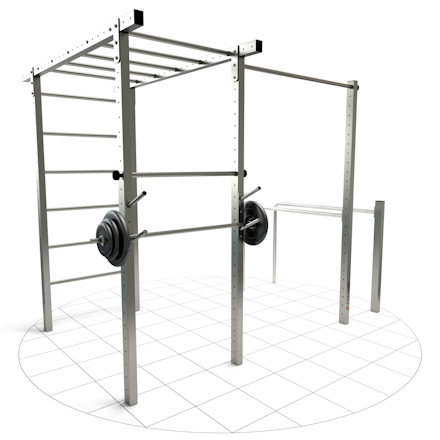 DIY fitness station with monkey bar made of stainless steel