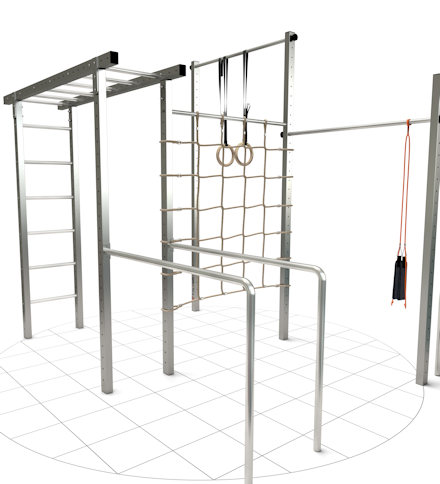 Calisthenics station for outdoor use made of stainless steel